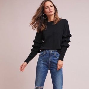Line & Dot Tiered Ruffles Sleeve Sweater